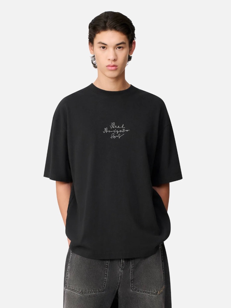 Axel Arigato Paris City T-Shirt Black Embroidered Organic Cotton New L